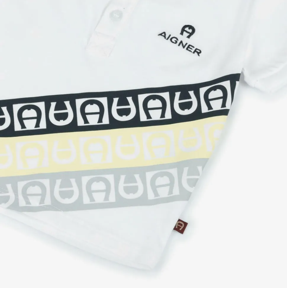 Baby Boys White Cotton Polo Shirt