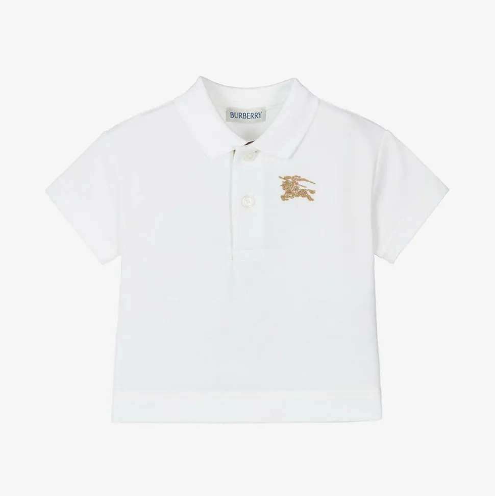Baby Boys White Cotton Polo Shirt