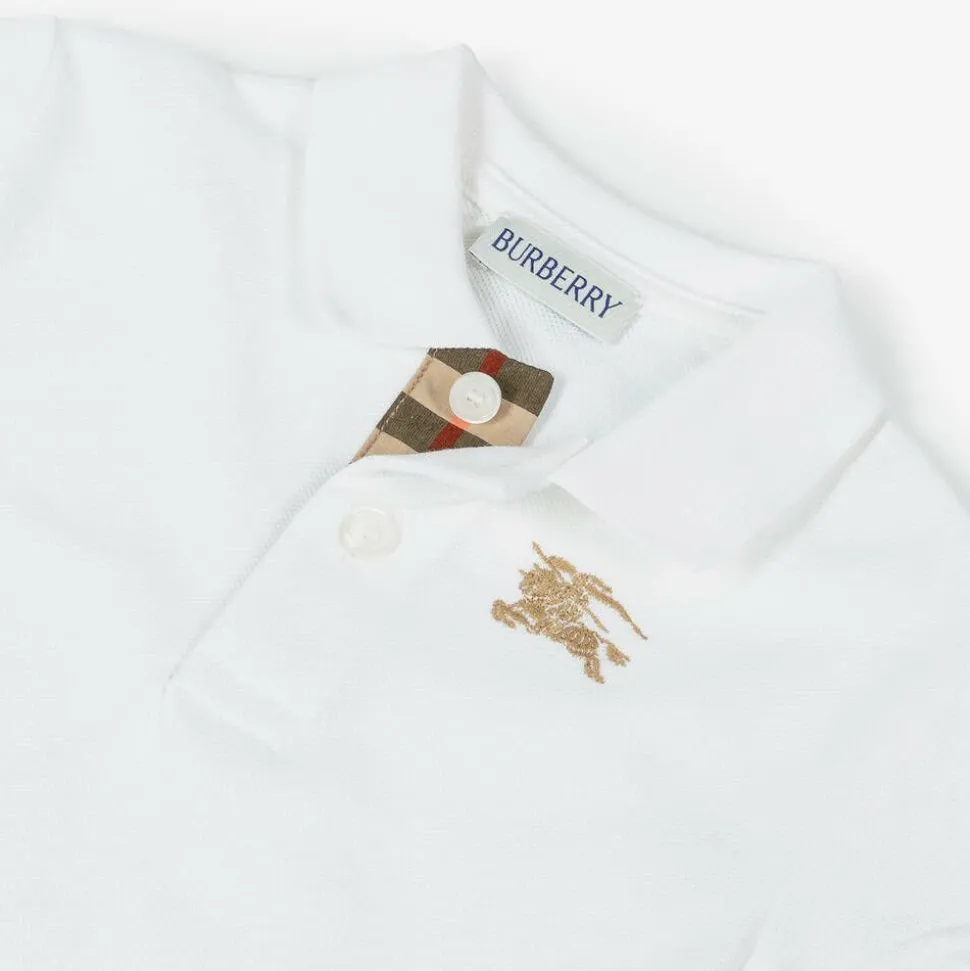 Baby Boys White Cotton Polo Shirt