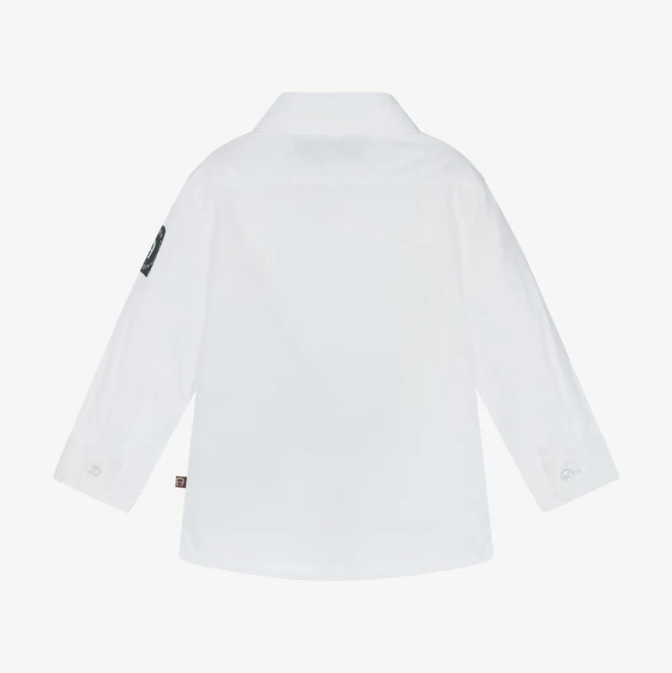 Baby Boys White Cotton Shirt