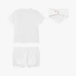 Baby Boys White Cotton Shorts Set