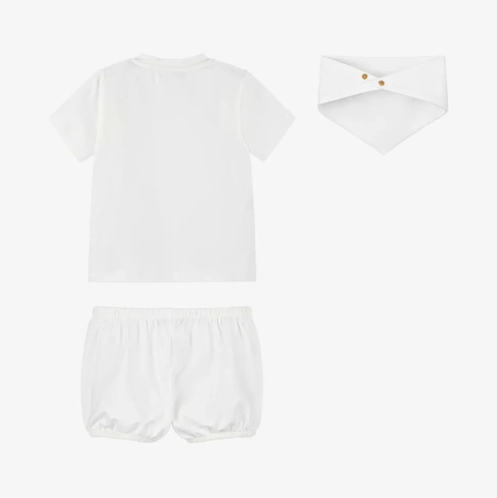 Baby Boys White Cotton Shorts Set
