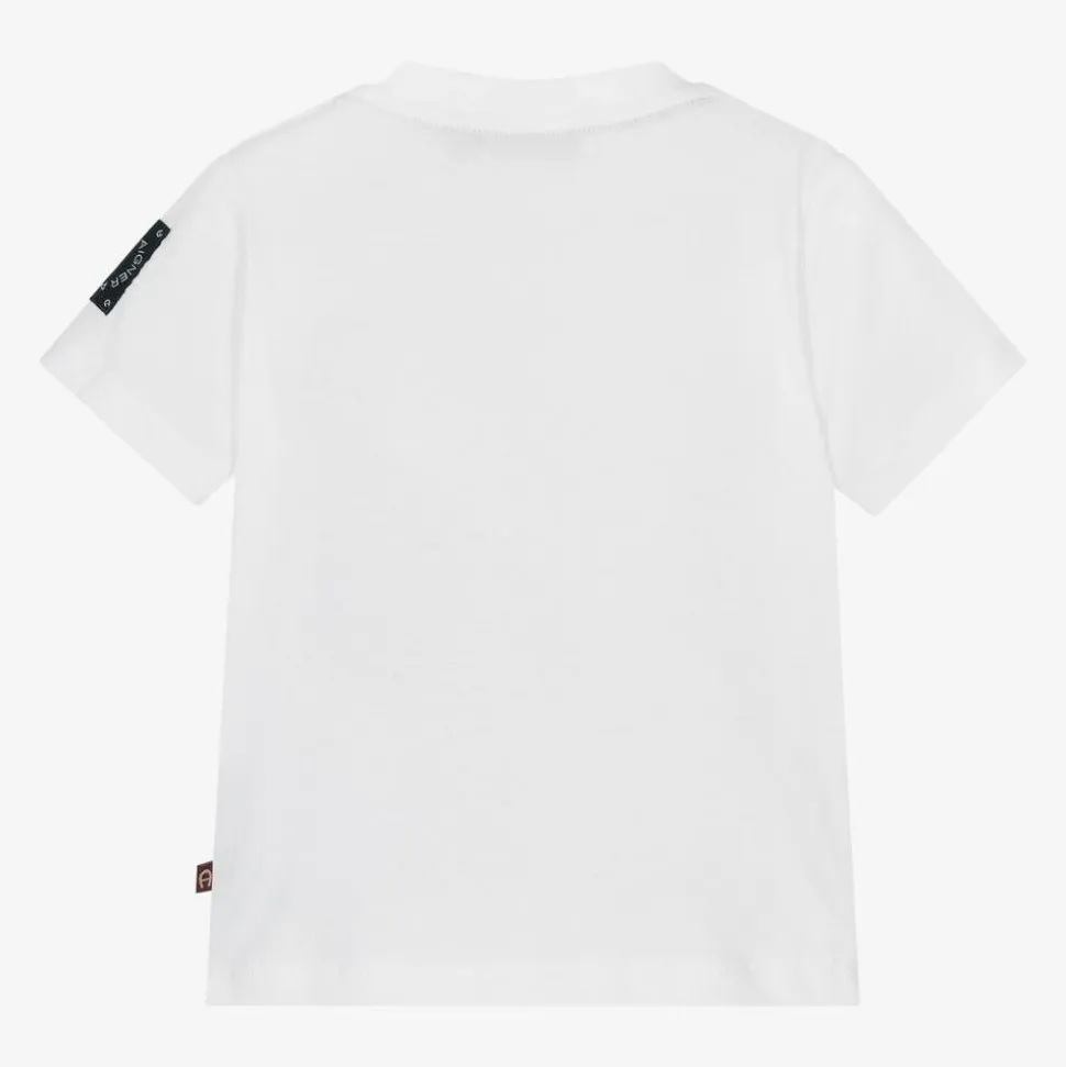 Baby Boys White Cotton T-Shirt