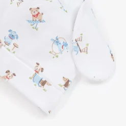 Baby Boys White Pima Cotton Playground Pups Hat