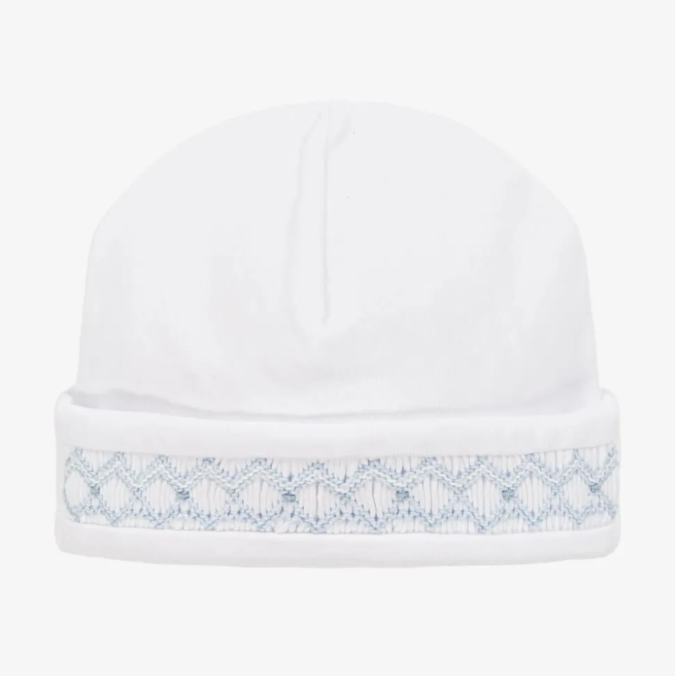 Baby Boys White Smocked Pima Cotton Hat