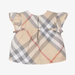 Baby Girls Beige Check Cotton Blouse