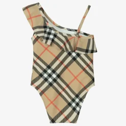 Baby Girls Beige Check Swimsuit