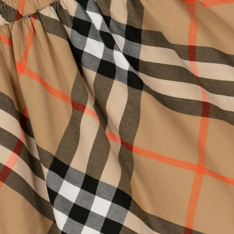 Baby Girls Beige Cotton Check Skirt