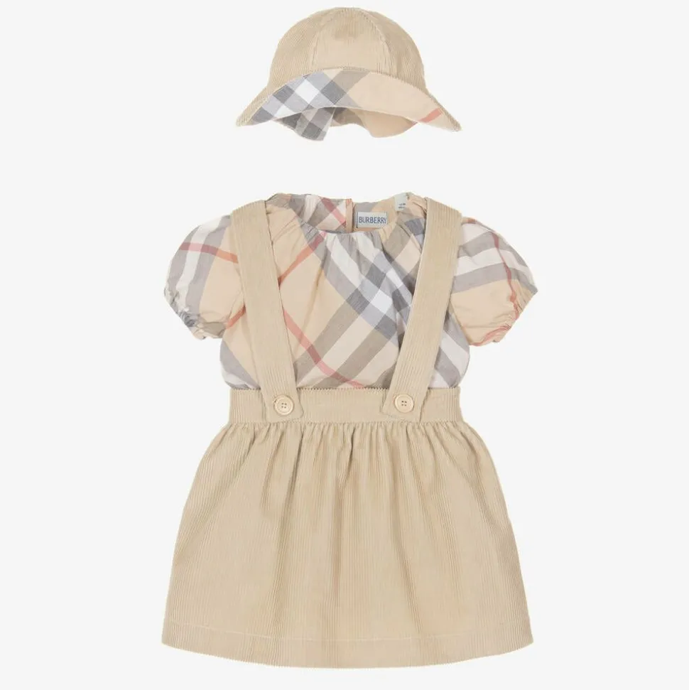 Baby Girls Beige Cotton Skirt Set