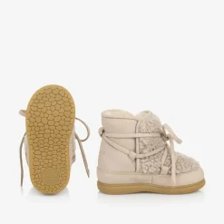 Baby Girls Beige Faux Fleece & Nubuck Boots