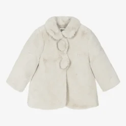 Baby Girls Beige Faux Fur Coat