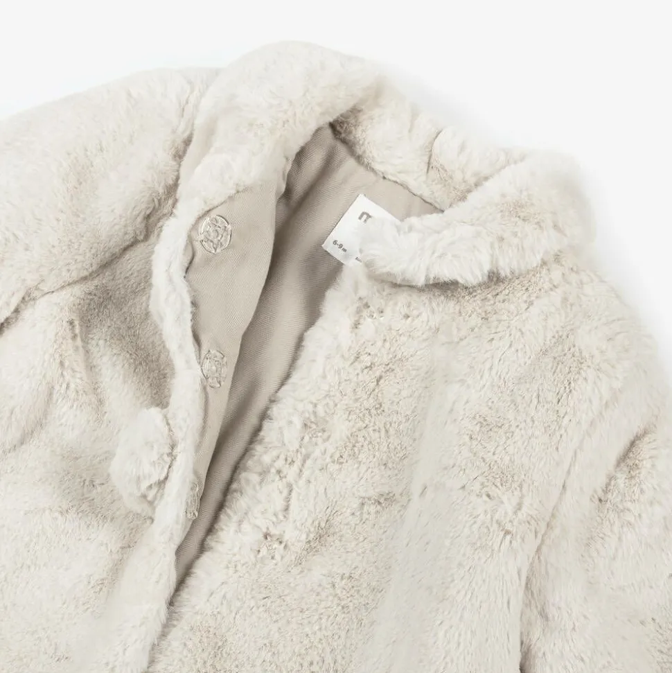 Baby Girls Beige Faux Fur Coat