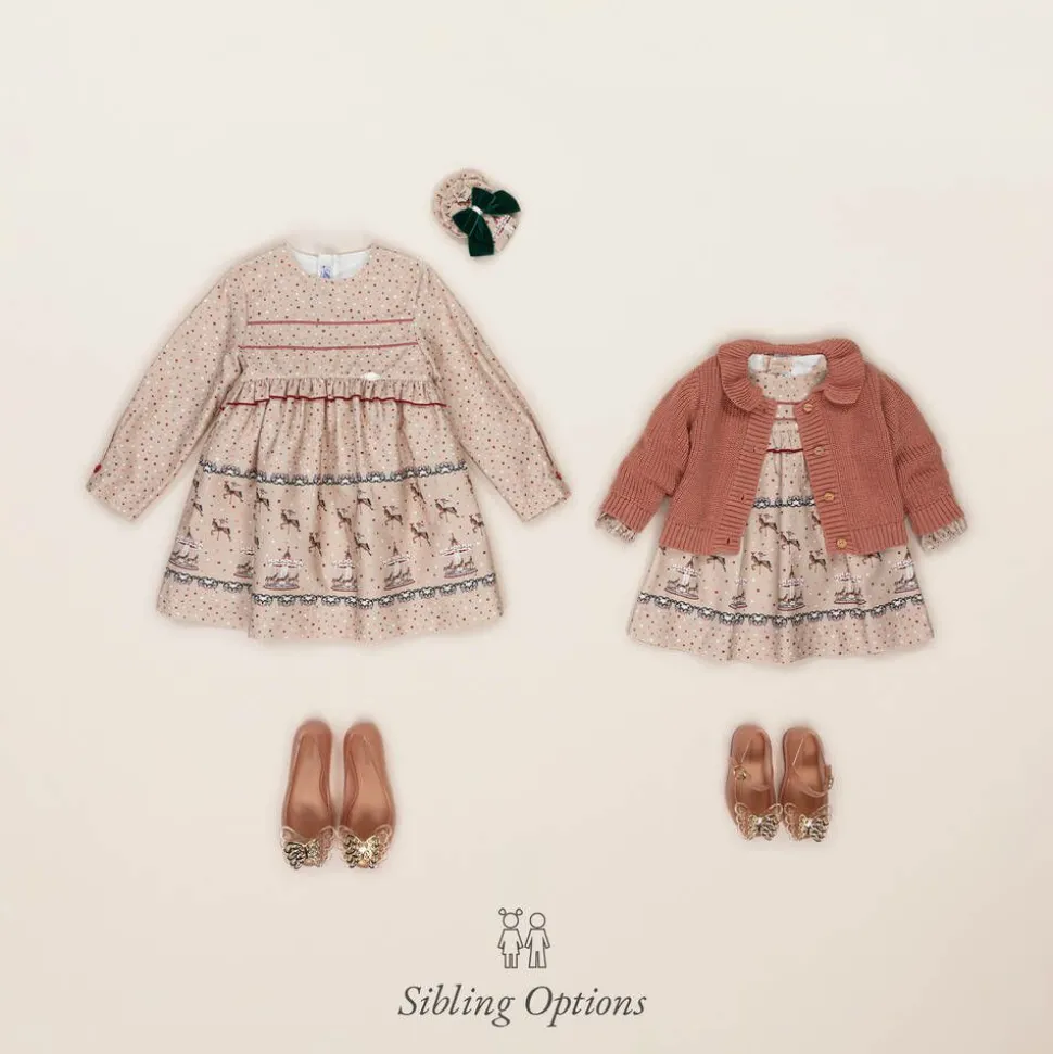 Baby Girls Beige Star Print Dress