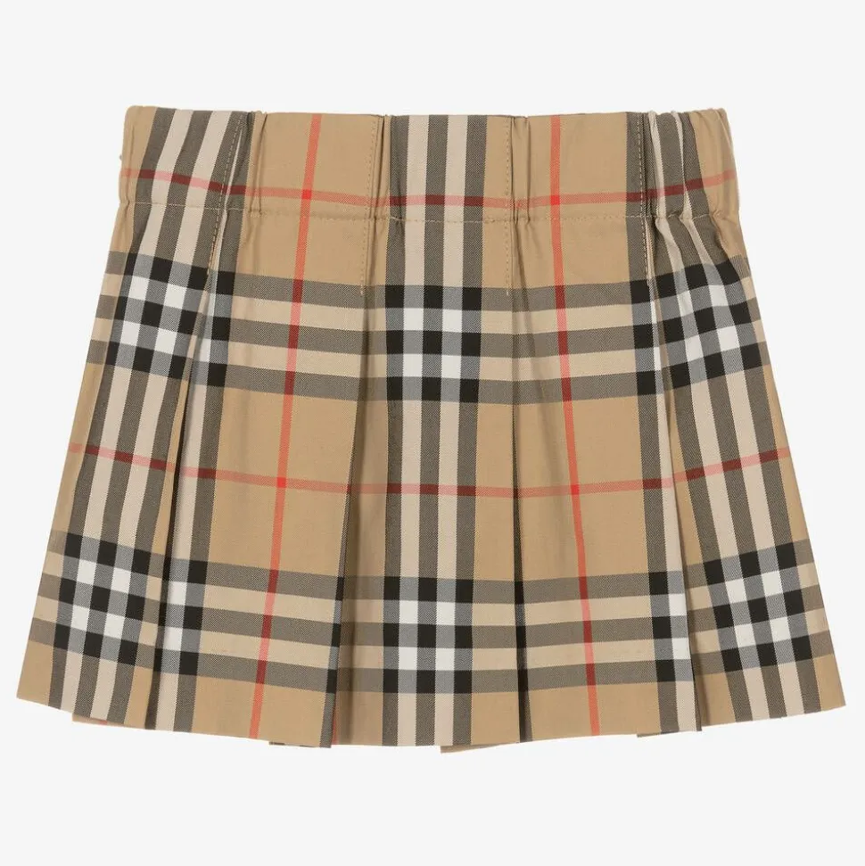 Baby Girls Beige Vintage Check Pleated Skirt