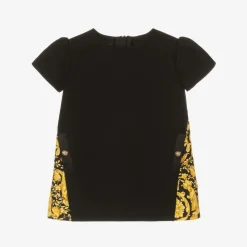 Baby Girls Black Barocco Print Milano Dress