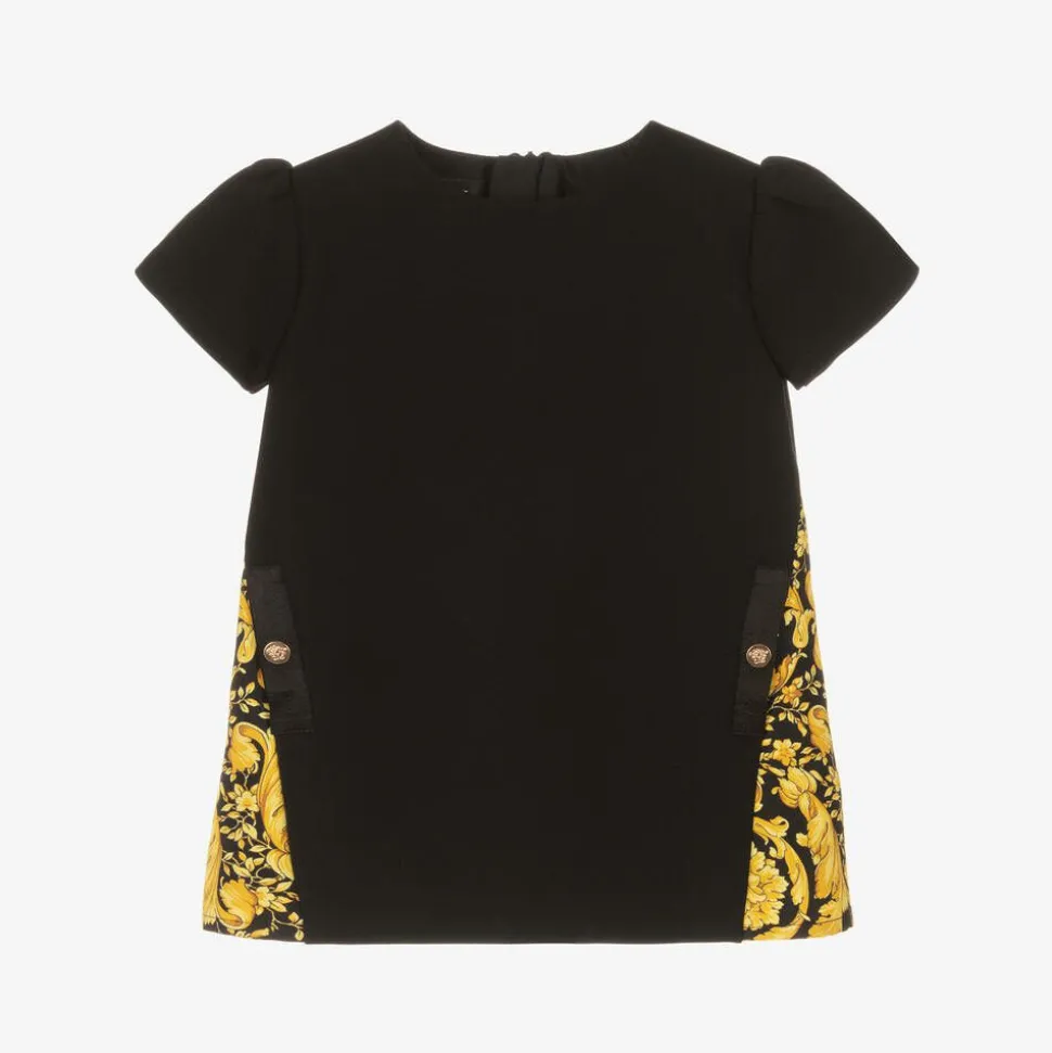 Baby Girls Black Barocco Print Milano Dress