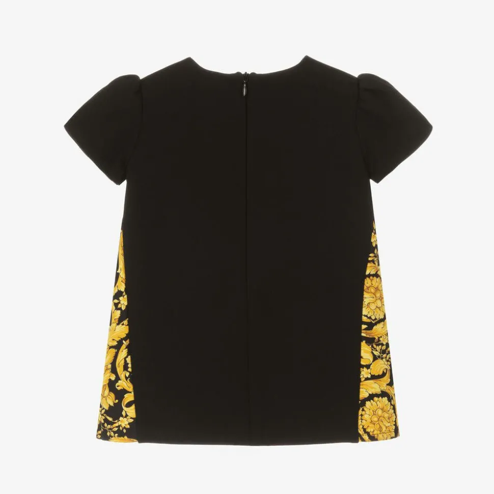Baby Girls Black Barocco Print Milano Dress