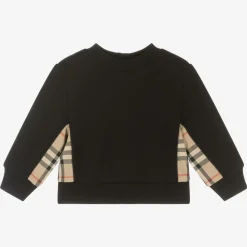Baby Girls Black Cotton Check Sweatshirt