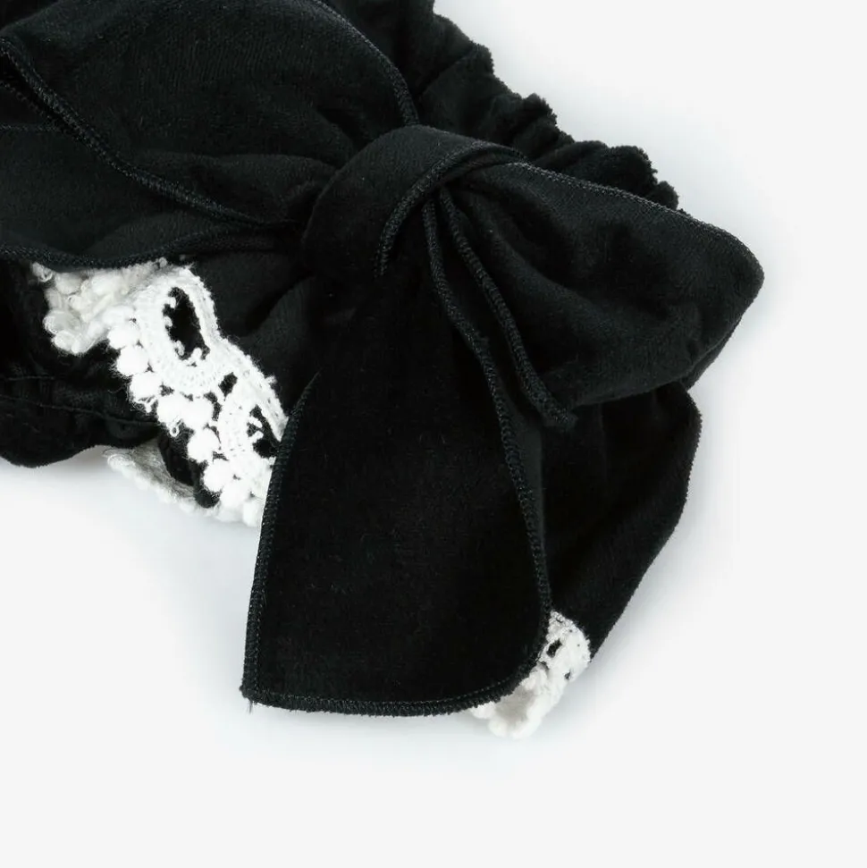 Baby Girls Black Velvet Bloomer Shorts