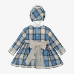 Baby Girls Blue Check Cotton Dress Set