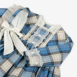 Baby Girls Blue Check Cotton Dress Set