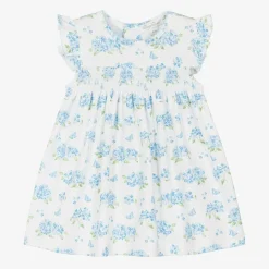 Baby Girls Blue Cotton Heavenly Hydrangeas Dress