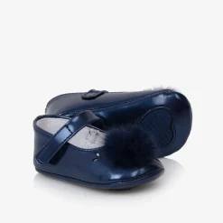 Baby Girls Blue Pom-Pom Pre-Walker Shoes