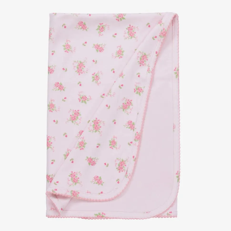 Baby Girls Cotton Pink Rose Scrolls Blanket (73cm)
