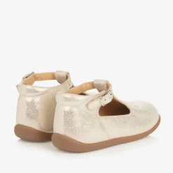 Baby Girls Gold Leather First Walker Shoes