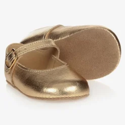 Baby Girls Gold Leather Pre-Walker Shoes