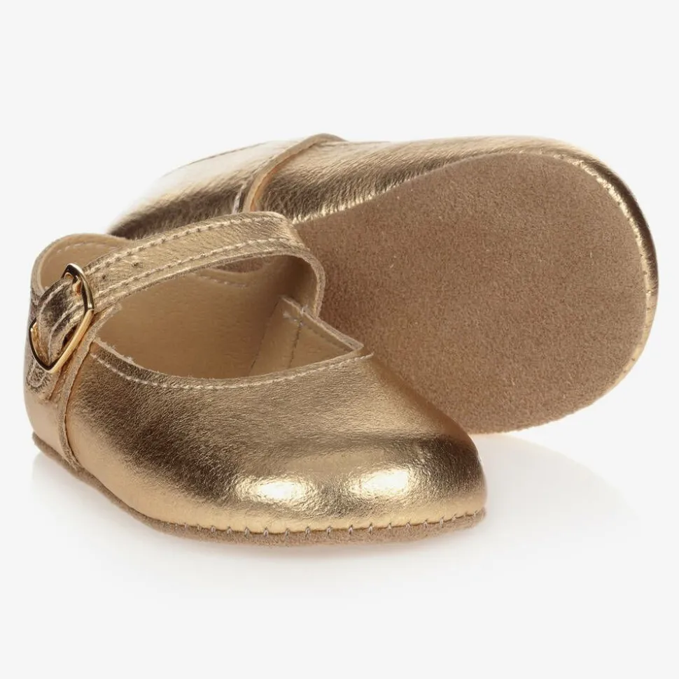 Baby Girls Gold Leather Pre-Walker Shoes