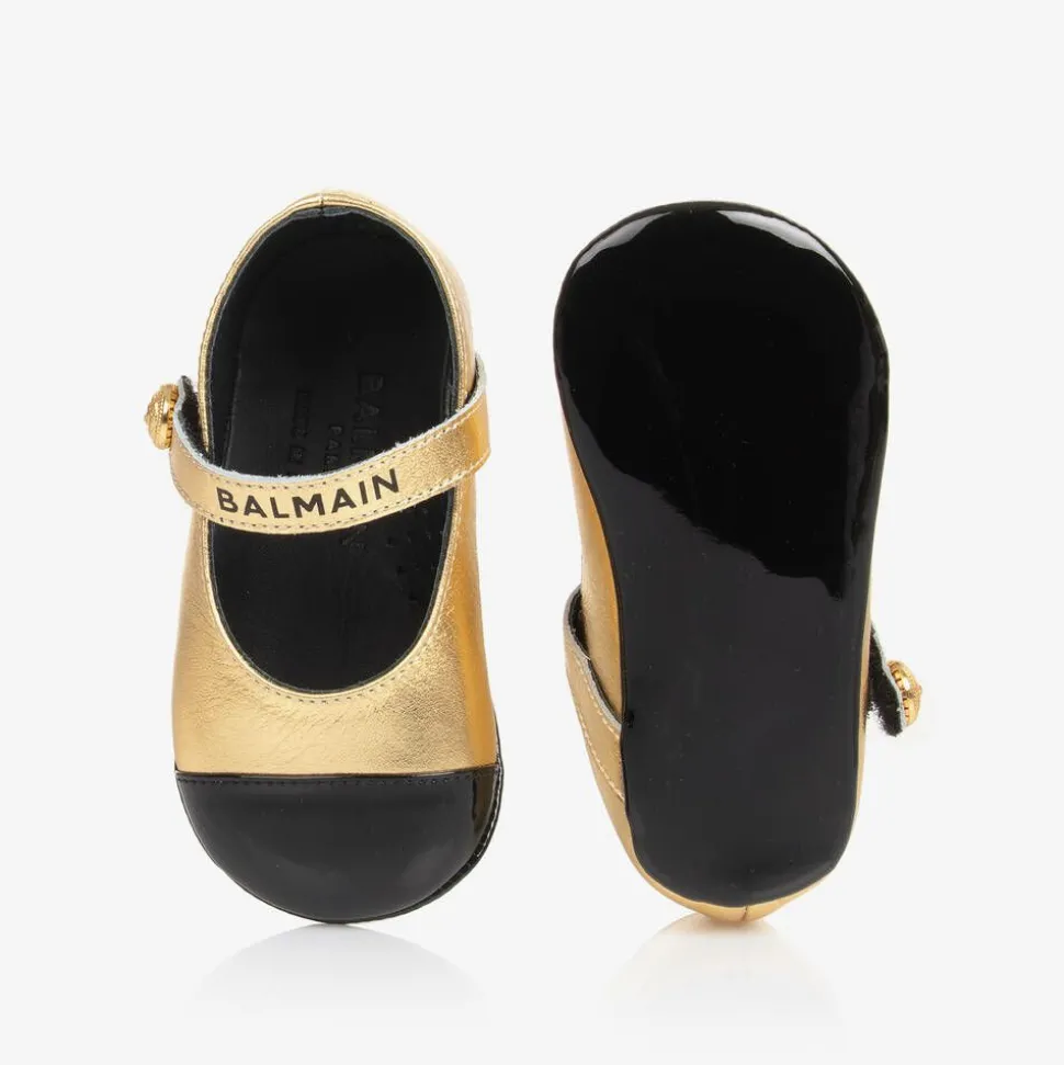 Baby Girls Gold Leather Pre-Walkers Shoes