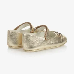 Baby Girls Gold Leather Shoes