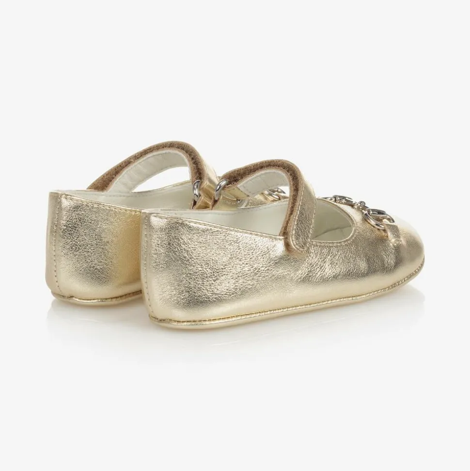 Baby Girls Gold Leather Shoes