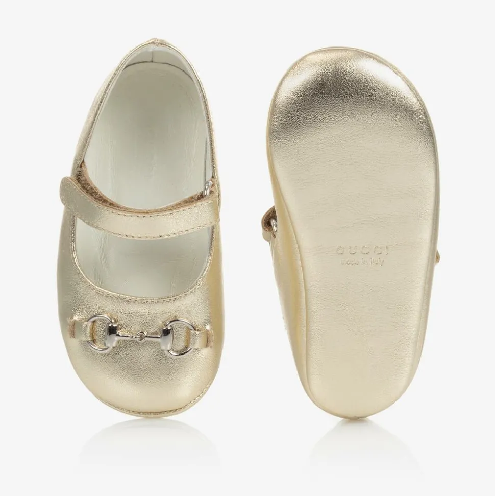 Baby Girls Gold Leather Shoes