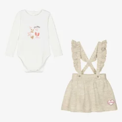 Baby Girls Ivory & Beige Skirt Set