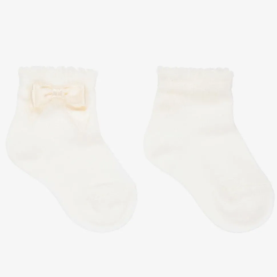 Baby Girls Ivory Bow Socks