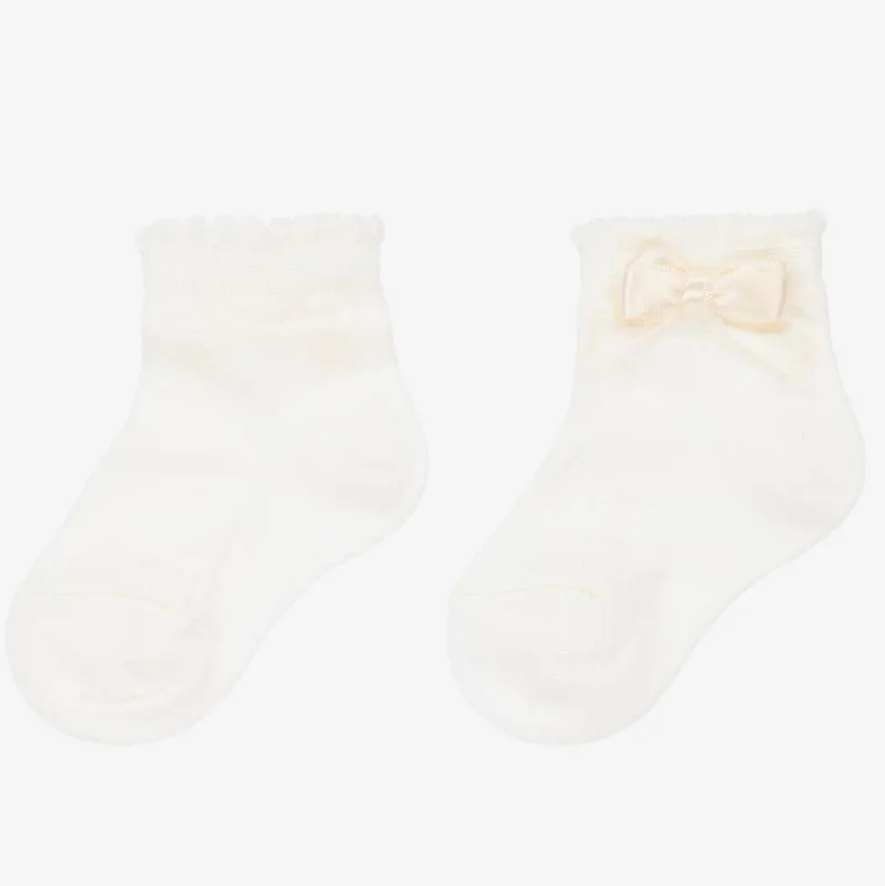 Baby Girls Ivory Bow Socks