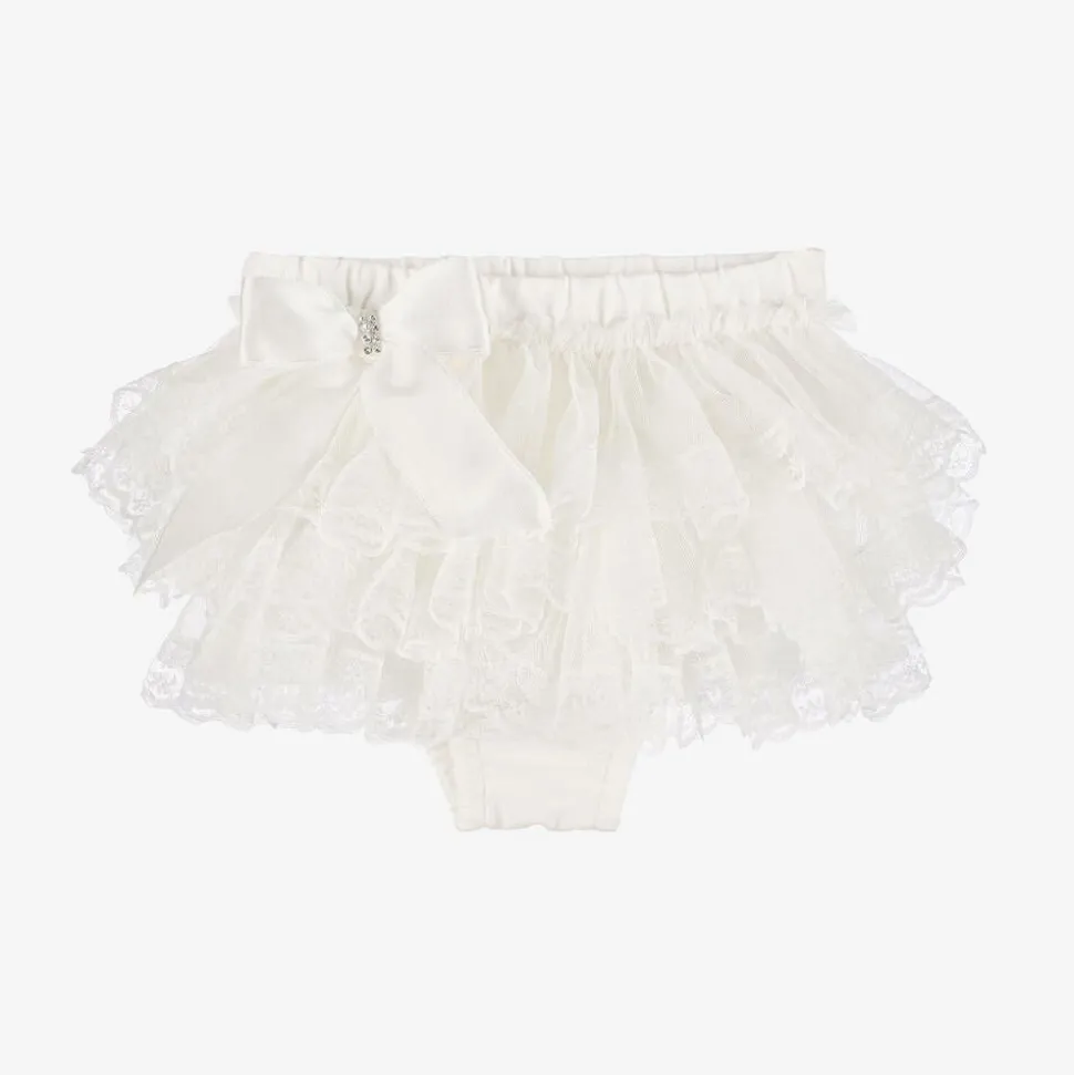 Baby Girls Ivory Cotton Bloomer Shorts
