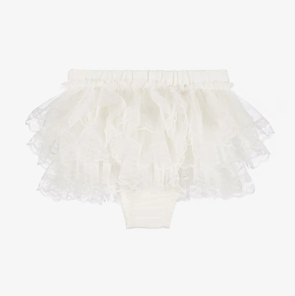 Baby Girls Ivory Cotton Bloomer Shorts
