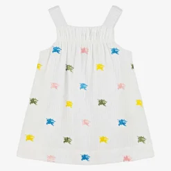 Baby Girls Ivory Cotton EKD Logo Dress