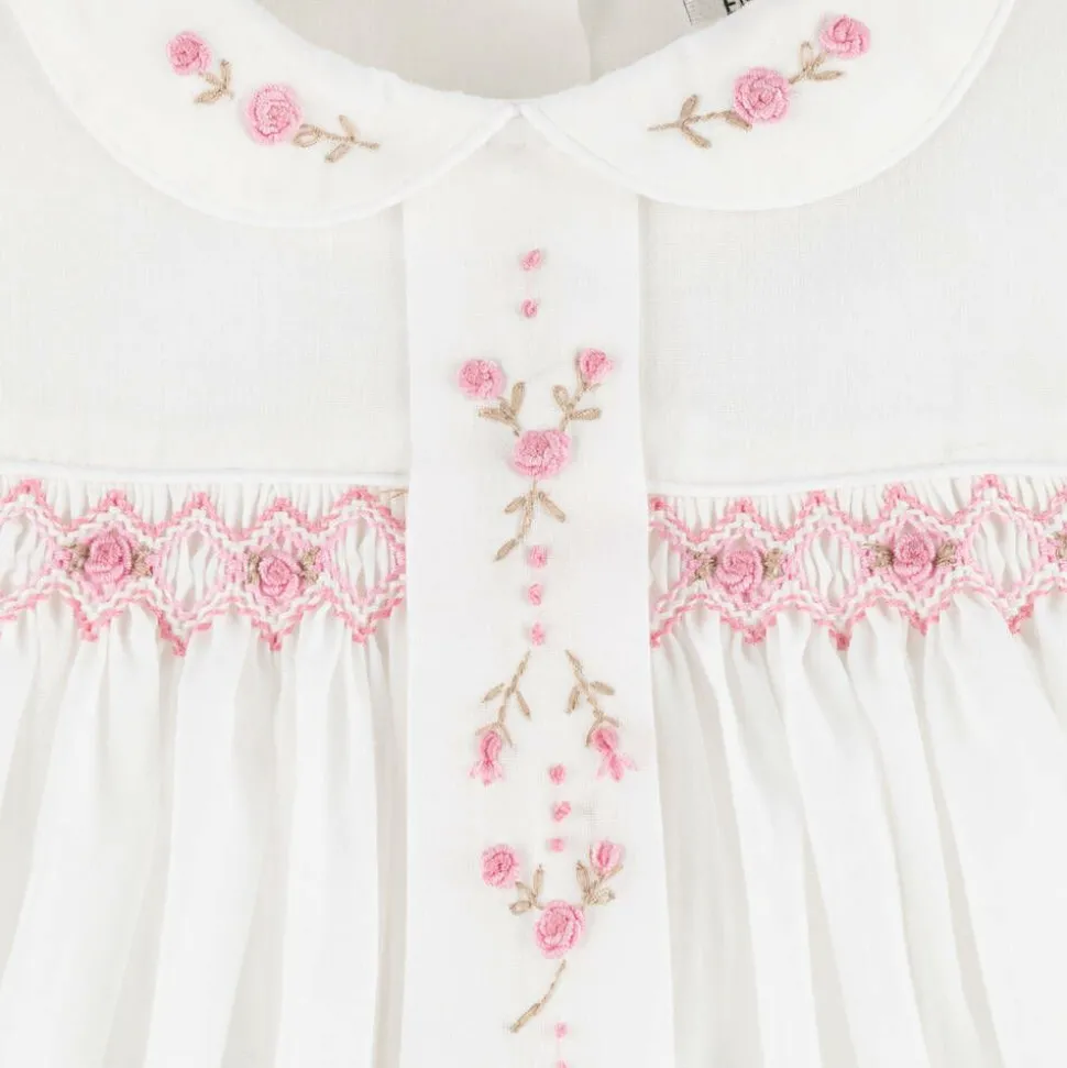 Baby Girls Ivory Cotton Hand-Smocked Dress