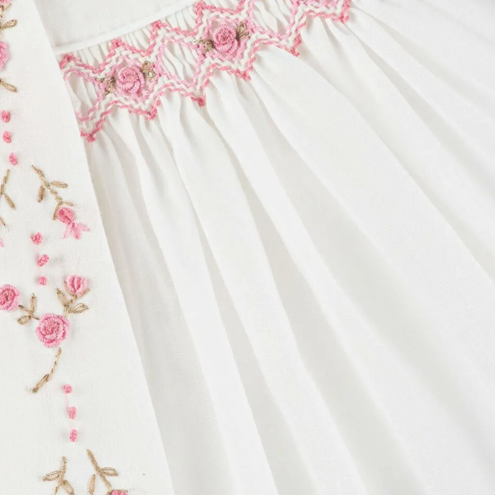 Baby Girls Ivory Cotton Hand-Smocked Dress