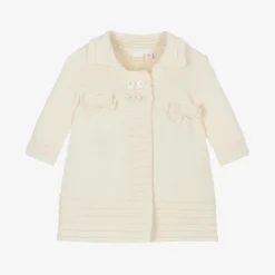 Baby Girls Ivory Cotton Knit Pram Coat