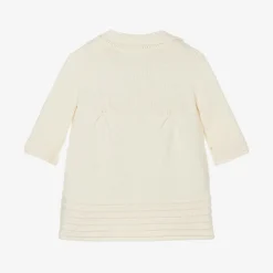Baby Girls Ivory Cotton Knit Pram Coat