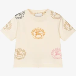 Baby Girls Ivory Cotton Logo T-Shirt