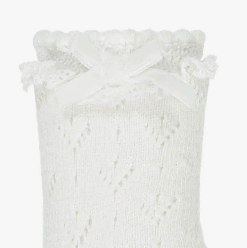 Baby Girls Ivory Cotton Lace Frill Socks
