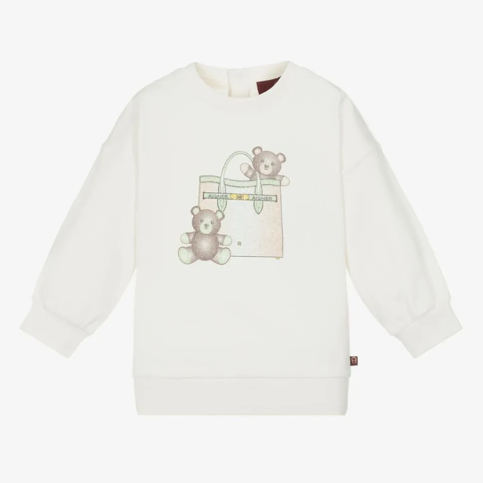 Baby Girls Ivory Cotton Sweatshirt
