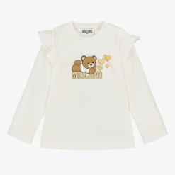 Baby Girls Ivory Cotton Teddy Bear Top