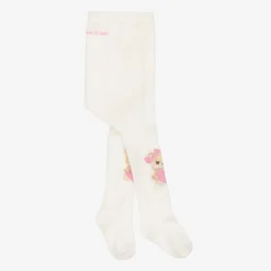 Baby Girls Ivory Cotton Teddy Tights